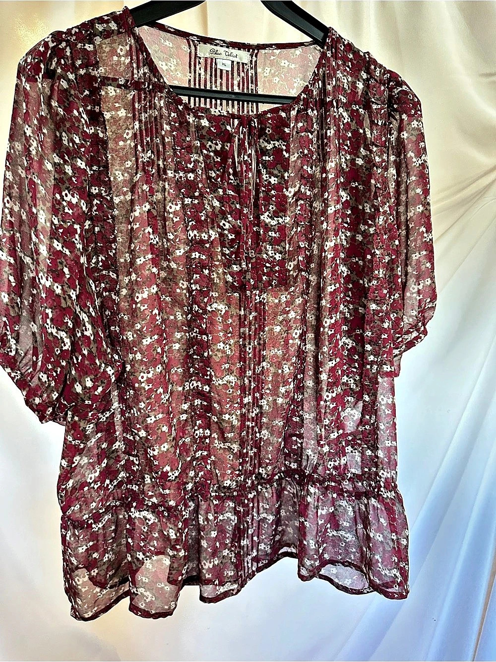 Blue Velvet Floral Boho Top
